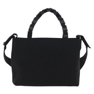 Salvatore Ferragamo Vintage Handbag Canvas Black Canvas Handbag (Pre-Owned)